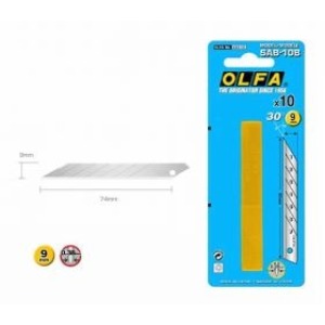 Olfa® snap-off blade SAB-10B, 9mm/ 30 degrees (10)